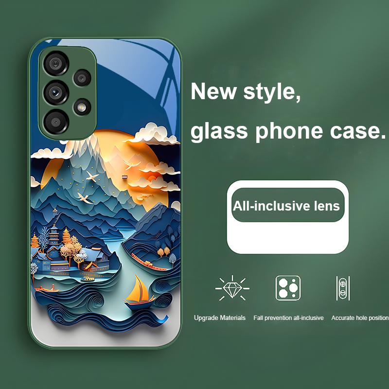 Зимняя Снежная Гора Для Samsung Galaxy S24 Plus S20 21 FE S23 Ultra S8 9 A70 72 73 50 51 52 53 Закаленное Стекло Чехол для Телефона