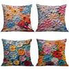 Oil Painting Style Floral Pillow Cover Sofa Bed Home Pillowcase