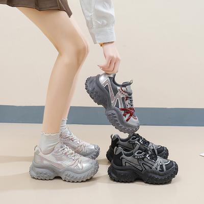 Женские кроссовки Dad Shoes на толстой платформе со шнуровкой, удобные нескользящие кроссовки из искусственной кожи для ходьбы и тенниса, легкие спортивные кроссовки для женщин
