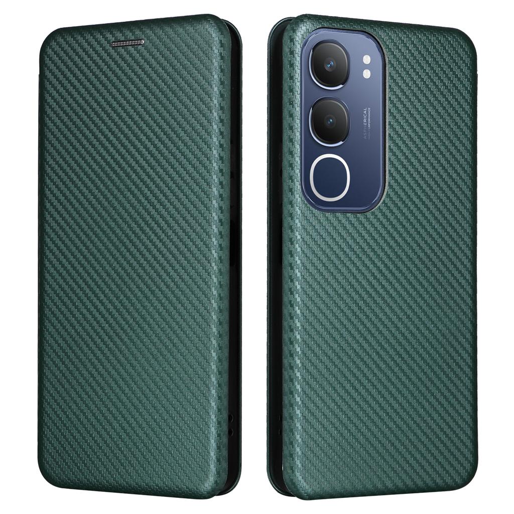Для vivo Y19s 4G Чехол Текстура углеродного волокна Противоударный Чехол для телефона из ПУ кожи