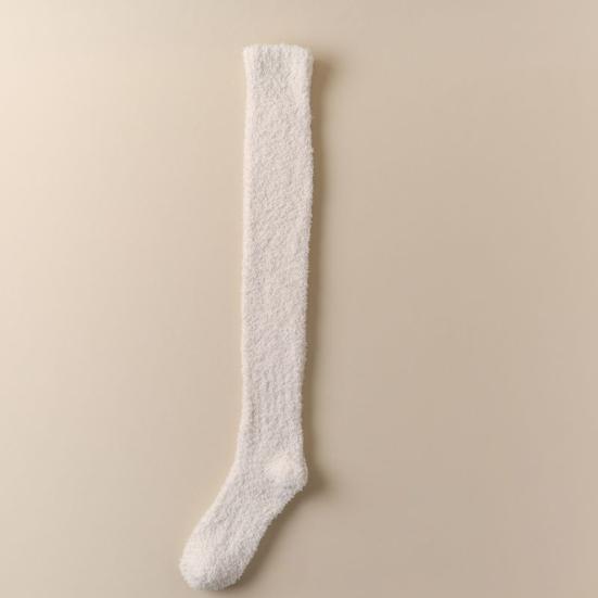 1 пара женских зимних носков, плюшевые гольфы выше колена, нескользящие, коралловый флис, однотонные, теплые, утолщенные, чулки, теплые носки для разных случаев