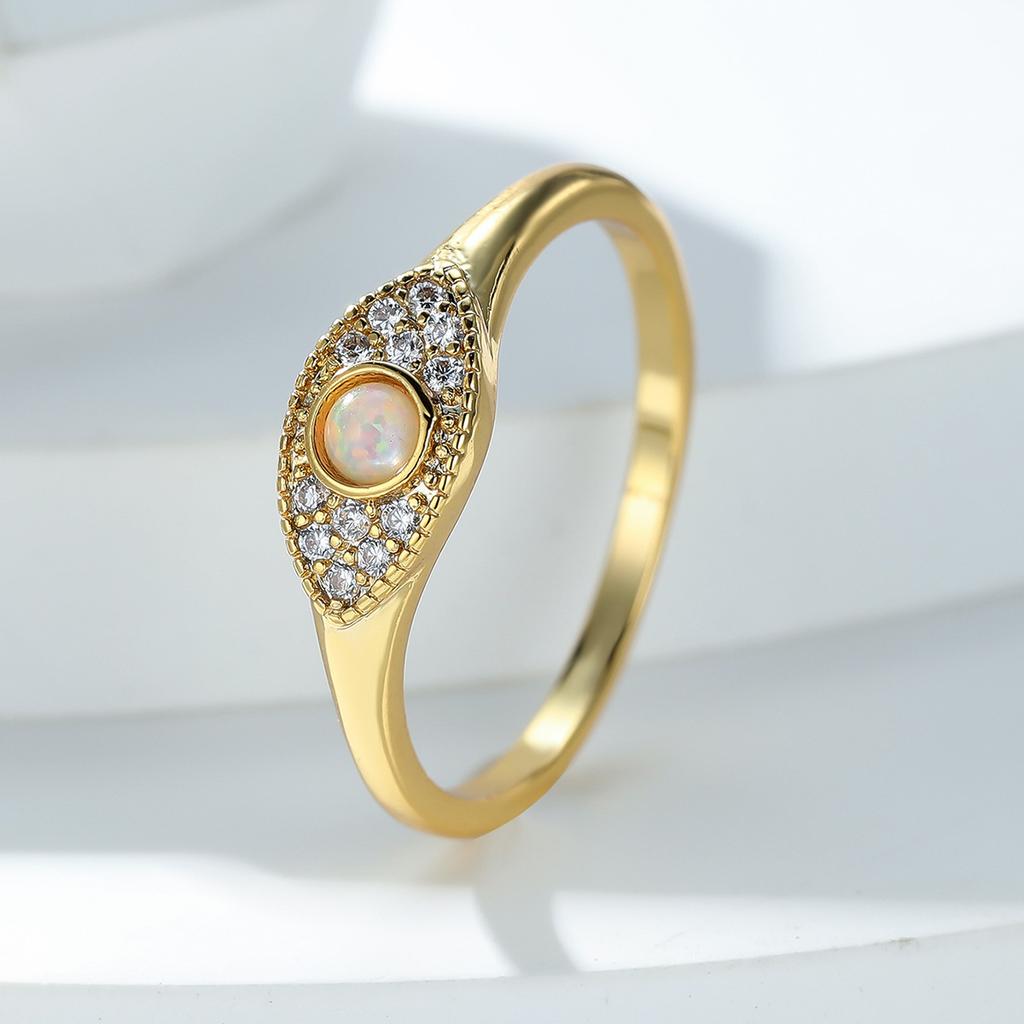 Hot Selling European and American Fashion Ring with Round White Micro Inlaid White Diamond Devils Eye