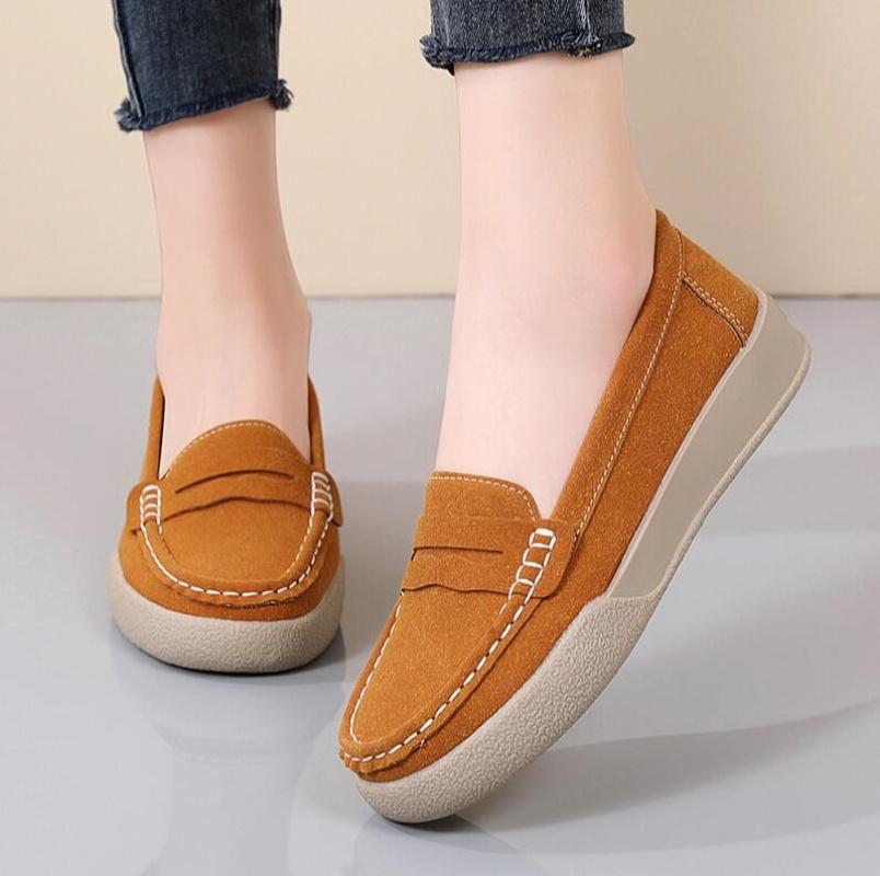 Новые женские лоферы удобные и легкие. Женская весенне-осенняя повседневная кожаная обувь, балетки, большой размер