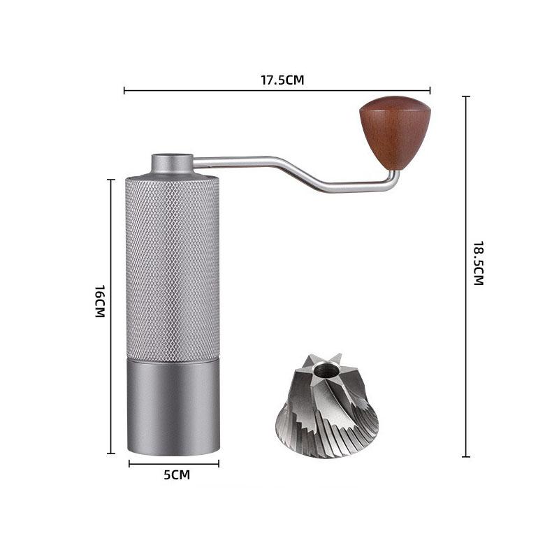 Ручная кофемолка Diamond Grinder CNC Сердечник из нержавеющей стали Удлиненная ручка Двойной подшипник Регулируемая кофемолка для кофейных зерен
