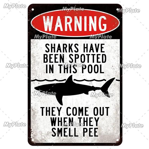 [MaPalte] Винтажный Предупреждающий Металлический Знак Акулы Жестяной Знак Украшение Табличка Домашний Настенный Декор Знак для Бара Домашний Декор Постер Дропшиппинг