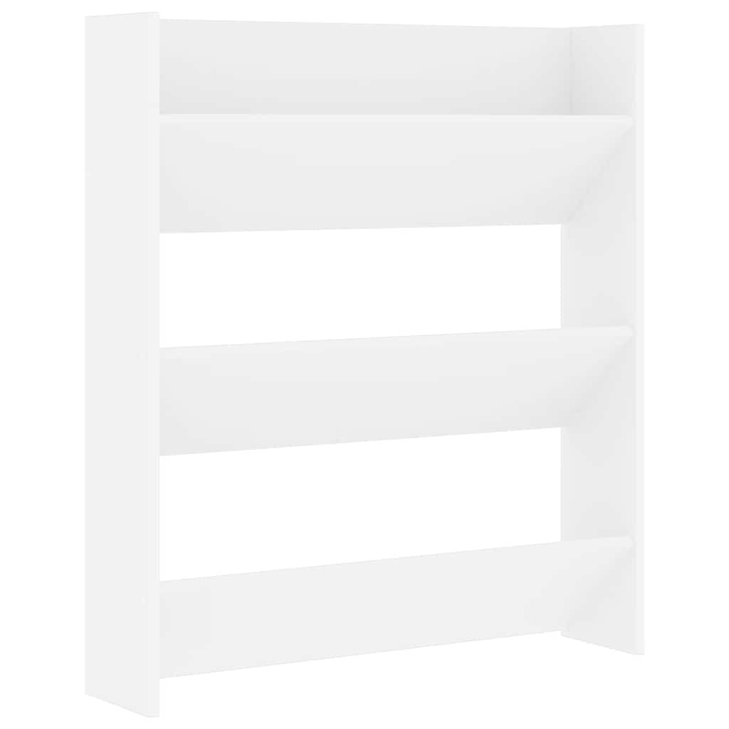 Wall Mounted Shoe Cabinet White 80 x 18 x 90 cm Engineered Wood
