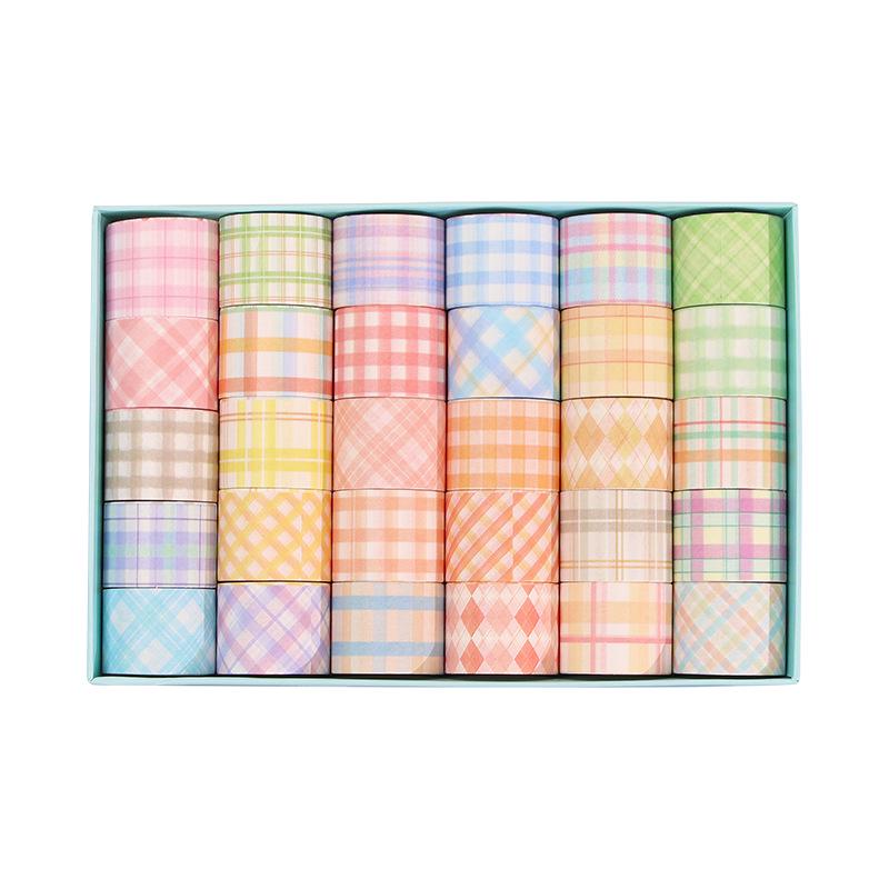 60 Rolls of Japanese Paper Notebook Set - Fresh Checkered Salt Series for Beginners, DIY Material & Notebook Tape