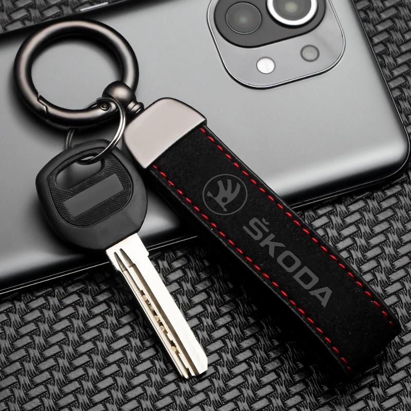 SKIF6 1PCS Luxury Leather Car Keychain Auto Logo Keyring Accessories Women Men Gifts Skoda Yeti VRIS Octavia a5 a7 Karoq Kamiq Fabia