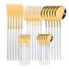 30pcs Gold Dinnerware Set Stainless Steel Dinner Knife Fork Coffee Spoon Teaspoon Flatware Dishwasher Safe Kitchen Tableware Set