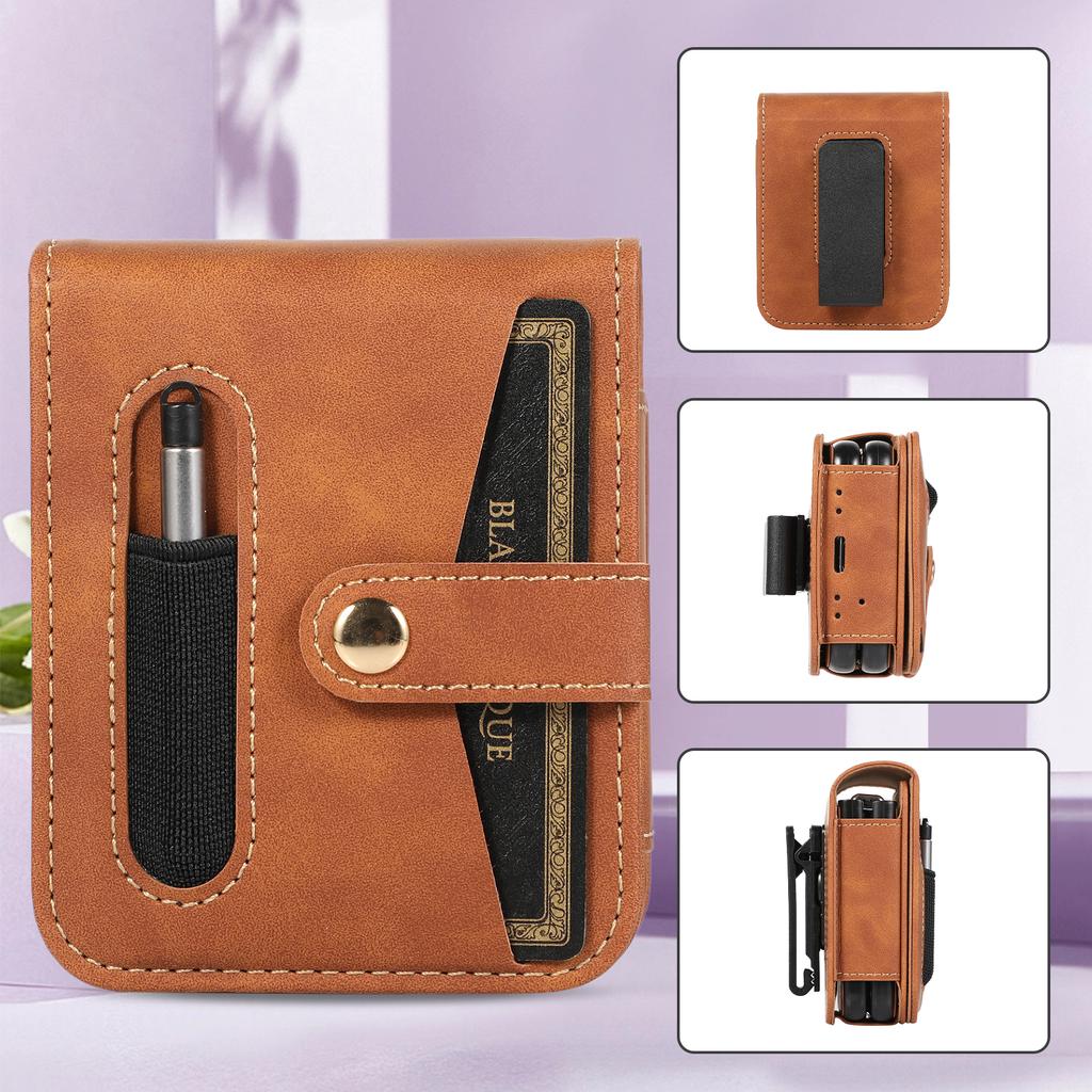 Кожаный защитный чехол с зажимом для ремня для Galaxy Z Flip5 для Samsung Galaxy Z Flip5 Flip 5 Zflip5 5G, аксессуары для телефонов, чехол