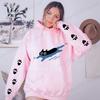 Swimming Cat Print Women Hoody Hip Hop Soft Hoodies Casual Sweatshirts Pullovers Oversize Fleece Fashion Pink Woman Streetwear