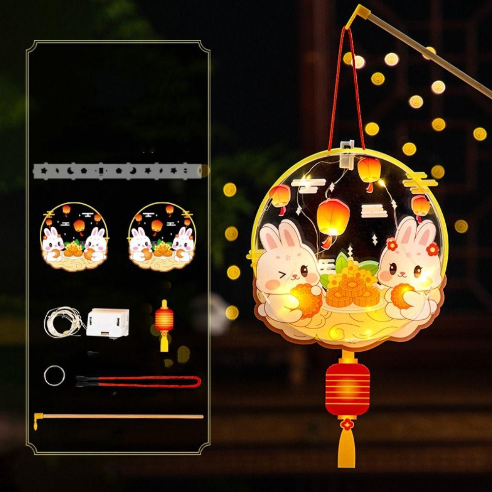 Transparent Mid-Autumn Festival Lantern Waterproof Cartoon Rabbit Lamp  Photography Props