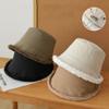 Women Solid Color Cone Personality Lambhair Bucket Hats Winter Warm Fishermen Caps Outdoor Casual Cap Sunscreen Hat