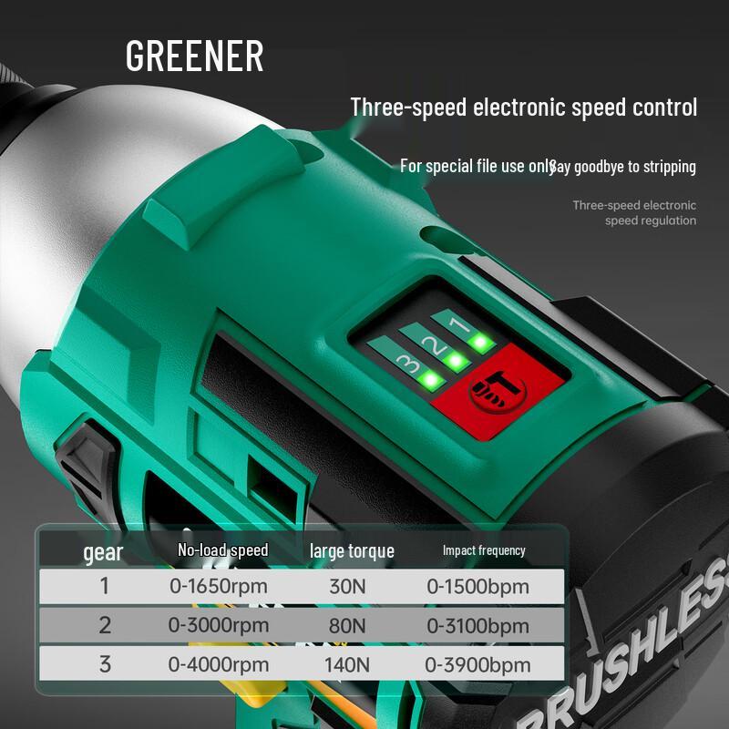 Greener 16.8V Бесщеточный аккумуляторный ударный шуруповерт-дрель Комплект Штепсель CN (адаптер в комплекте)