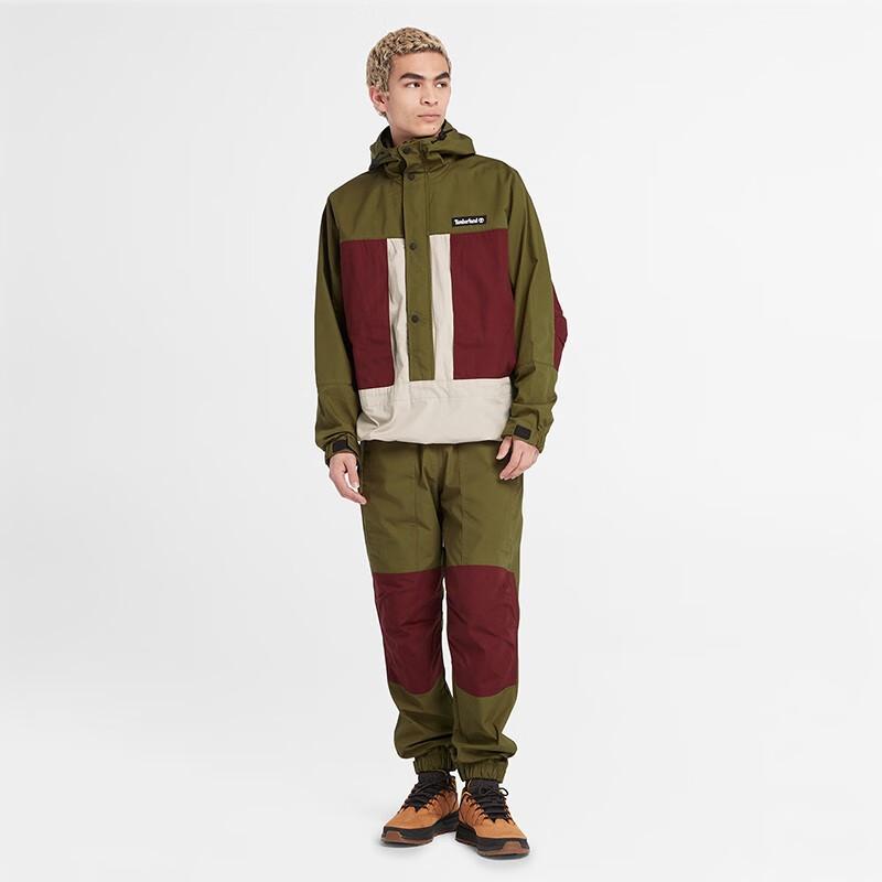 Timberland Color Block Spliced Hooded Water-Resistant Casual Jacket Men Jackets Dark-Olive-Green A26P2-302
