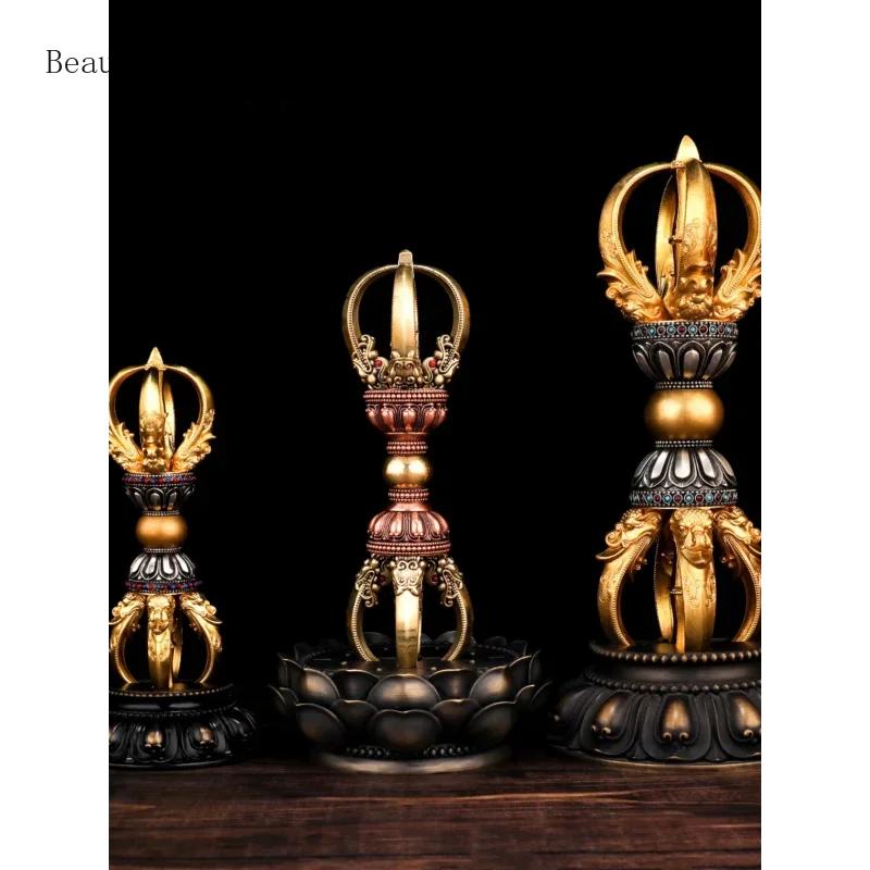 1PCS Home Feng Shui Ornament Copper Five Strand Diamond Pestle Demon Slaying Pestle Zong Silver Ornament Decorative Figurines