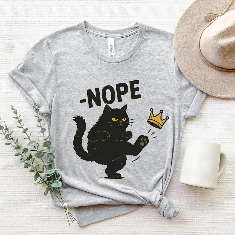 No Kings in America Black Cat TShirt Funny Political Tee Unisex T-Shirt