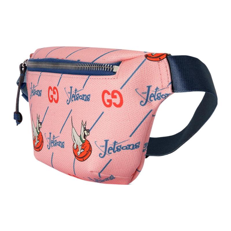 Gucci Letter Logo puppy print zipper closure canvas and leather waist bag regular children's pink