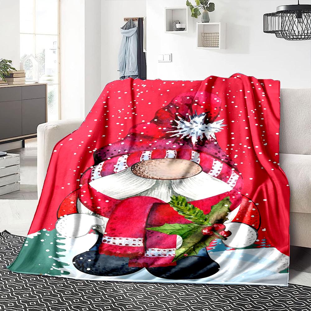1Pc Christmas Gnome Celebration Blanket Soft Throw Blanket For Home Bedroom Bed Sofa Travel Office Solid Christmas Blanket