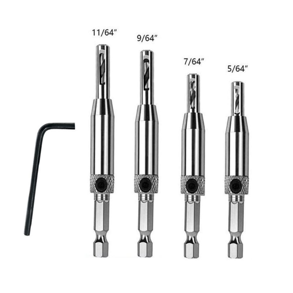 3/4Pcs Steel Positioning Hole Opener Silver Woodworking Hinge Drilling Durable Hinge Drill Bits