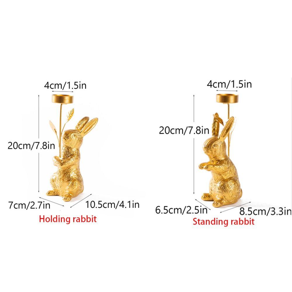Resin Easter Bunny Candle Holder Elegant Delicate Candlestick Ornament Cartoon Rabbit Nordic Candle Stand Table Centerpiece