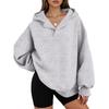 Women's Casual V-neck Pullover Long-sleeve Solid Color Fleece-lined Hooded Sweatshirt Top