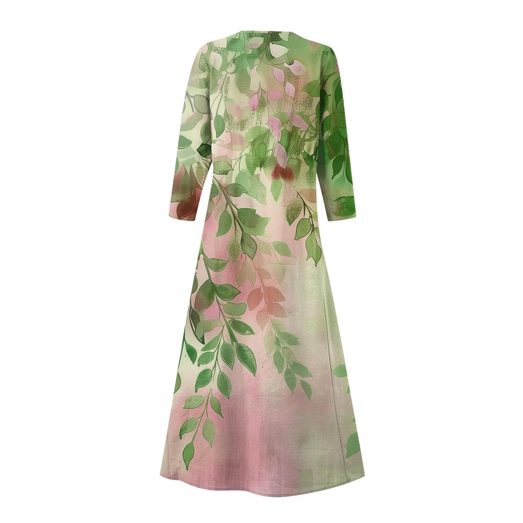 Платье для женщин, весеннее повседневное модное платье в стиле бохо с рукавами 3/4 для праздника, большого размера