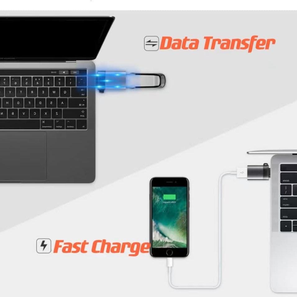 2 шт. адаптера USB-C на USB со шнурком OTG Адаптер USB-C на USB 3.0 «мама»