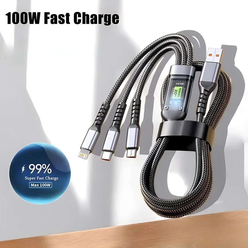 3 в 1 100 Вт прозрачный кабель для быстрой зарядки Type C Usb Micro для iPhone Samsung Huawei Xiaomi Pilot Lamp Charger Usb C