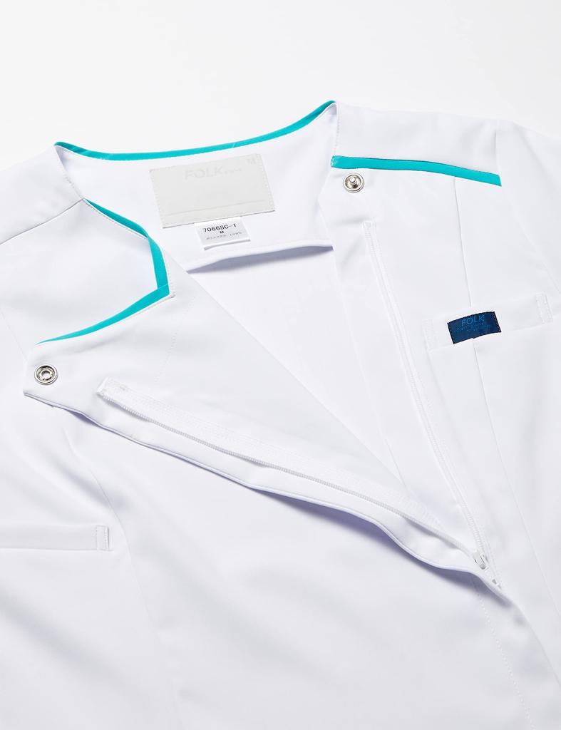 Белый халат медицинский халат на молнии легко надевать и снимать 1 7066SC Белый x M Зеленый Япония L японский размер [Халат на молнии] женский (эквивалент L)