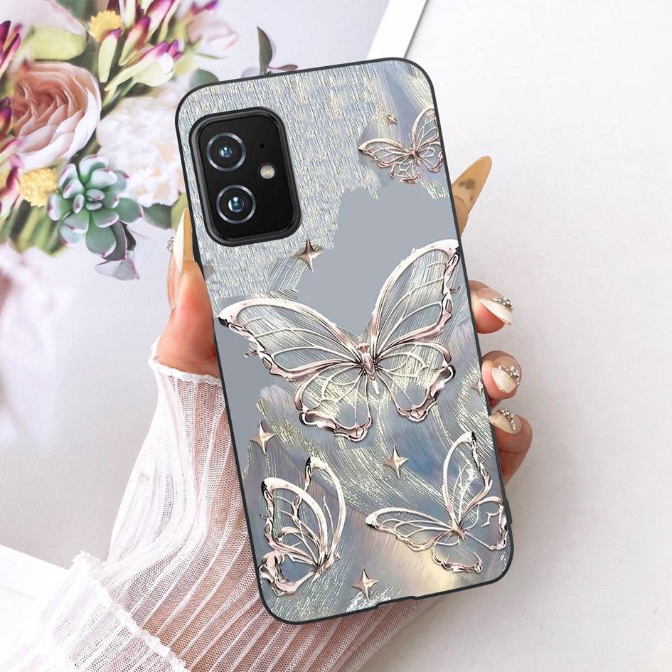 For Asus Zenfone 8 ZS590KS Phone Case Popular Butterfly Soft Black Silicone Cover for Asus Zenfone 8z Case Zenfone8 I006D Bumper