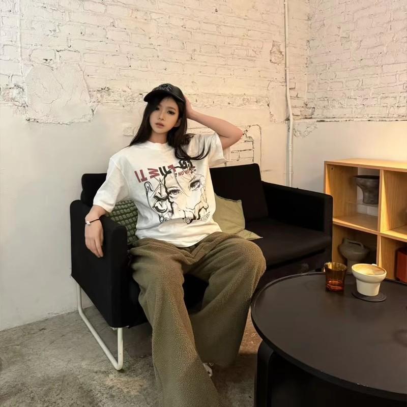 Футболка с короткими рукавами American Retro High Street, мужская футболка высокого качества Ruan Shuai Oumei, модная брендовая пара