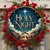 Holy Night Nativity Scene Round Wood Sign - Perfect for Wreath Centerpieces, Home & Porch Decor, Ideal Friends & Family Gift