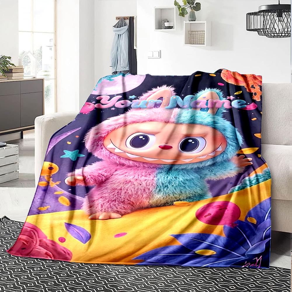 Labubu Personalized Name Blanket Multi-purpose Personalized Blanket Ultra-Soft Perfect for Living Room Bedding Picnics Sofa Four Seasons Multipurpose