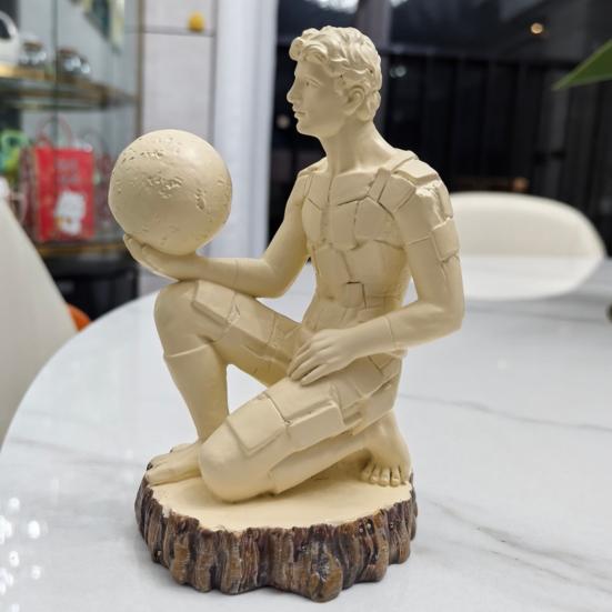 Художественная фигурка мыслителя с ночником, скульптура думающего человека, статуэтка из смолы, декоративная лампа, украшение для дома, офиса, рабочего стола