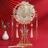 Long Handle Bride Group Fan Handmade Bride Hand Held Fan Elegant Decorative Fan for Covering Face