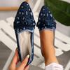 Pointed Flat-Bottomed Fly-Woven Casual Shoes Women'S Large-Size Foot-Set Bow One-Pedal Work Shoes
