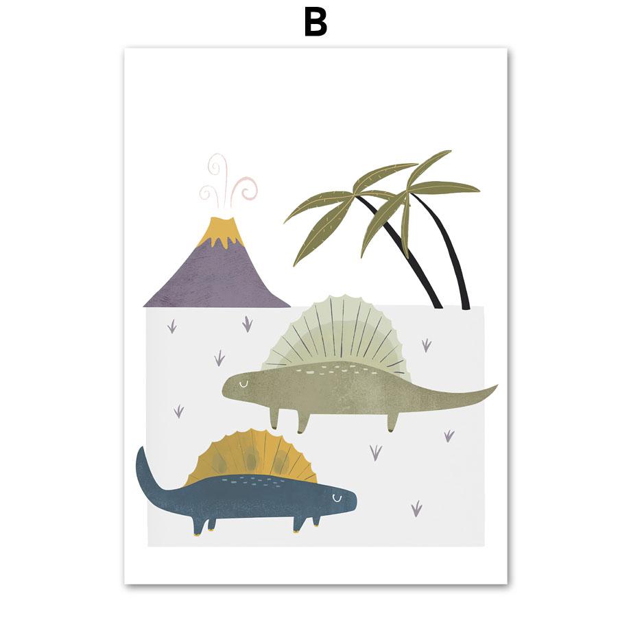 Мультфильм динозавр Юрского периода плакат на скандинавскую тему птеродактиль тираннозавр детская настенная живопись на холсте настенные панно декор детской комнаты