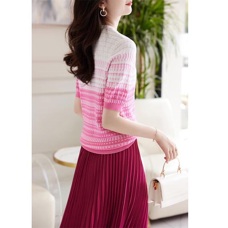 Женский трикотажный топ Demana с жаккардовым узором в стиле колор-блок, рукав до локтя