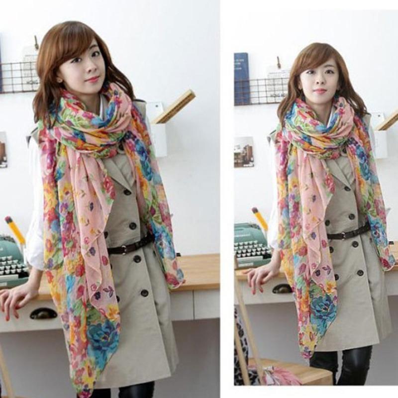 Autumn and Winter Women's New Cotton and Linen Printed Bali Yarn Scarf Shawl Versatile Fashion