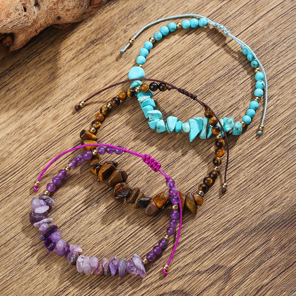 Amethyst Blue Pine Irregular Chip Natural Stone Bracelet