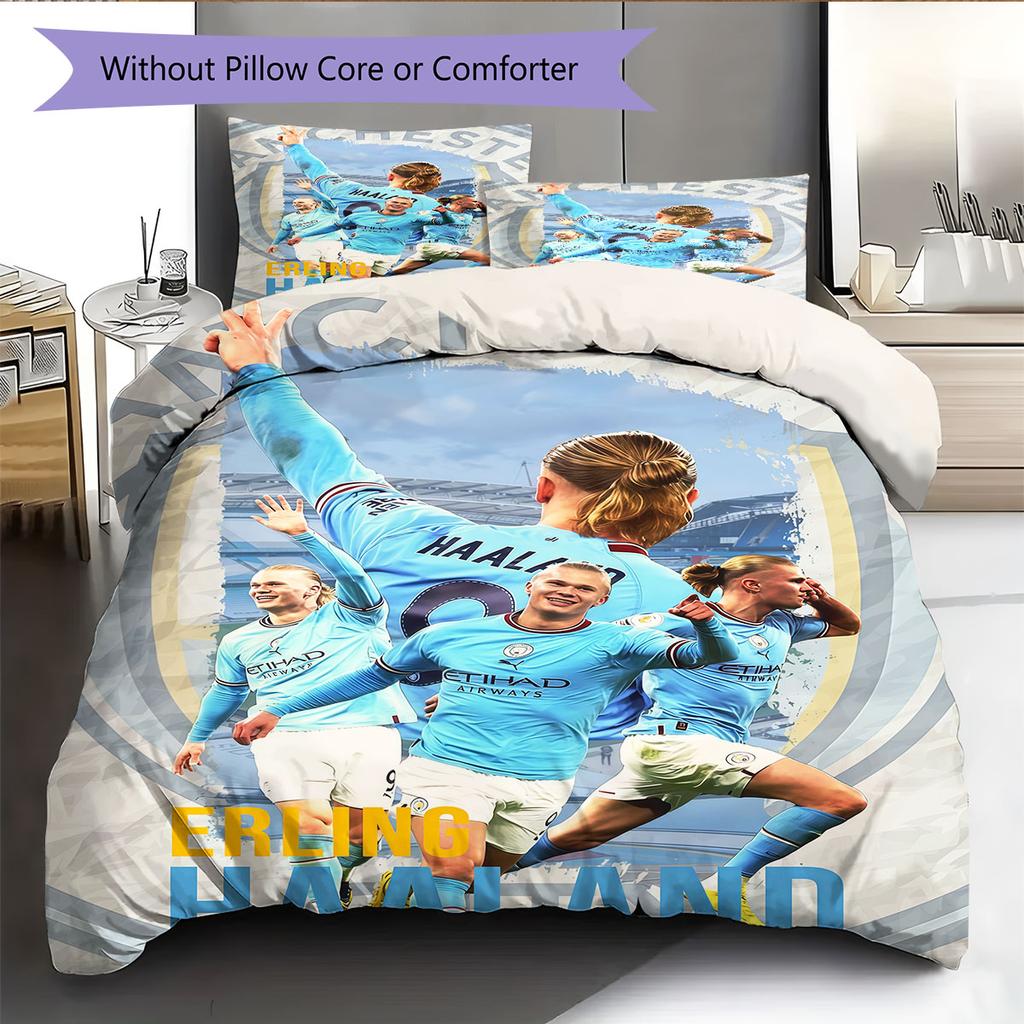 Erling Haaland Icon Bedding Quilt Set Quilt Cover Pillowcase Home Decoration Birthday Gift (1 * duvet cover + 2 * pillowcase, without core)