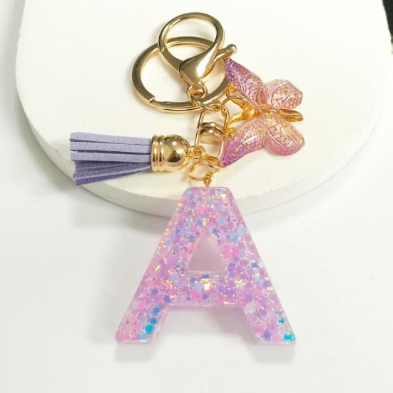 Purple Series Keychain Pendant Sequins Star Initial Letter Key Chain