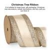 1 Roll 10 Yards 2.5Inch Christmas Ribbon Glitter Gift Wrapping Ribbon Vibrant Color Xmas Tree Ribbon DIY Crafts for Home Decoration