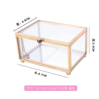 Creative Nordic style Home Dressing table organization Glass jewelry storage box Retro decoration Jewelry display Transparent