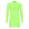 Womens Glossy Long Sleeve Bodycon Dress Nightwear Solid Color Smooth Stretchy Mock Neck Tight Dresses
