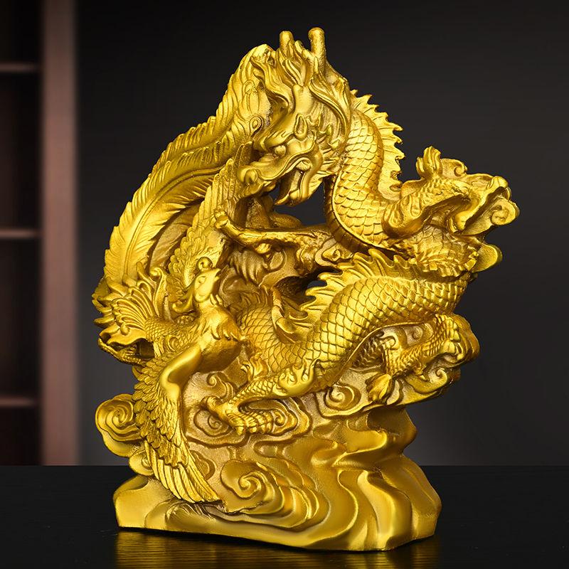 Чистый медный дракон и феникс благоприятные украшения креативный дом гостиная спальня украшение талисман ручной работы