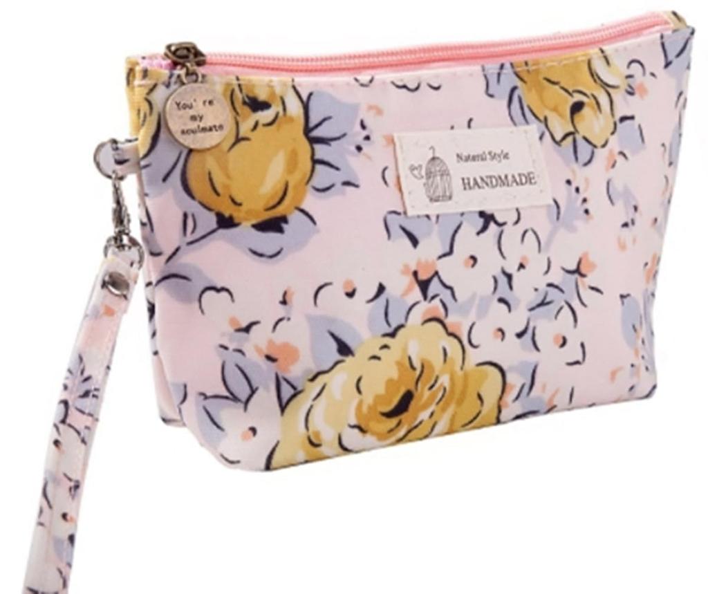 Tumecos Portable Toiletry Holds Coin Sanitary and Tissues Pink 2 Bag, Printed, Waterproof, Travel, Zippered, Multifunctional, Durable, Compact,