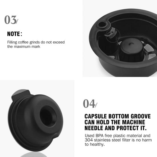Многоразовые кофейные капсулы для Bosch Tassimo 60/180 мл, многоразовые эспрессо-капсулы для эспрессо, капучино, экологичная PP фильтр-корзина