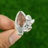 925 Silver Sunstone Stone Cescent Moon Boho Statement Sacral Chakra Ring Jewelry